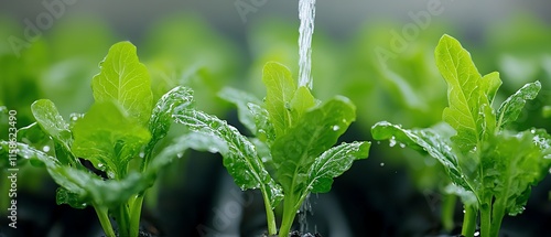 Natural fertilizer being applied to vibrant garden plants, ensuring growth and vitality photo