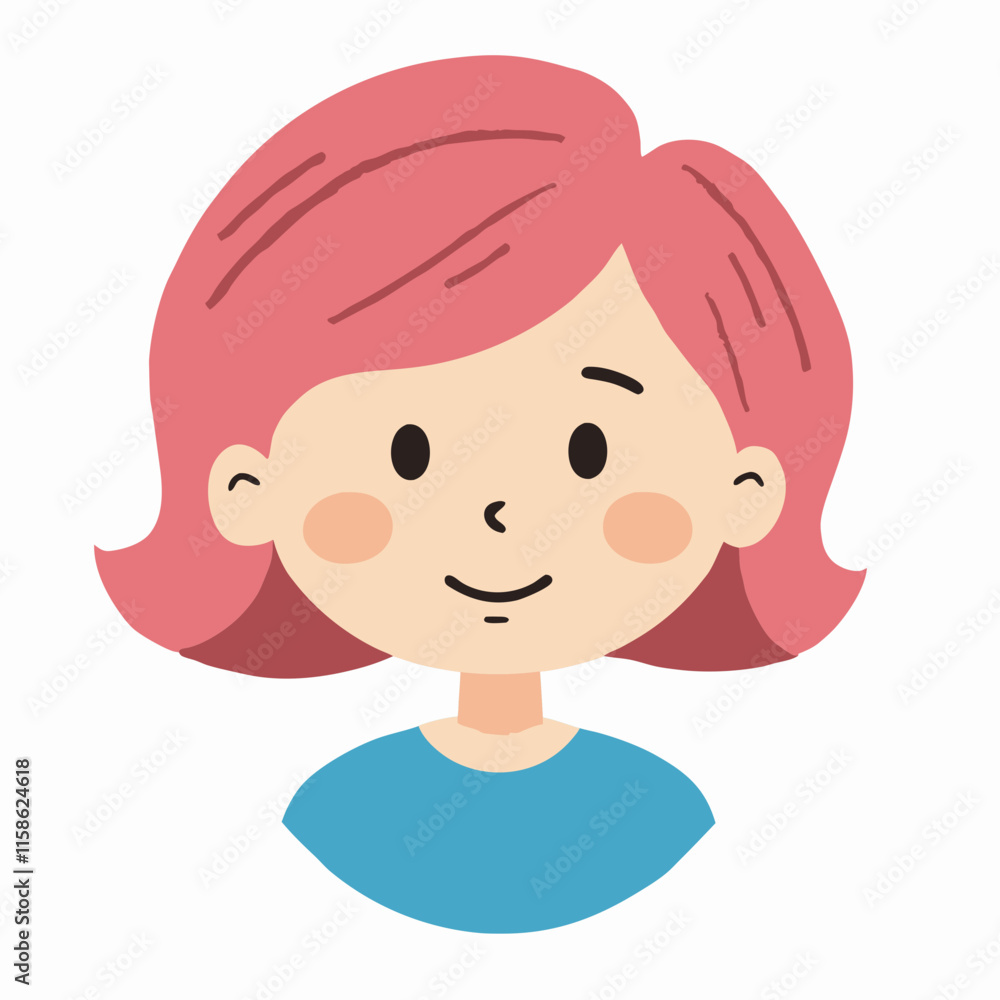 Smiling cartoon girl cute icon isolated






