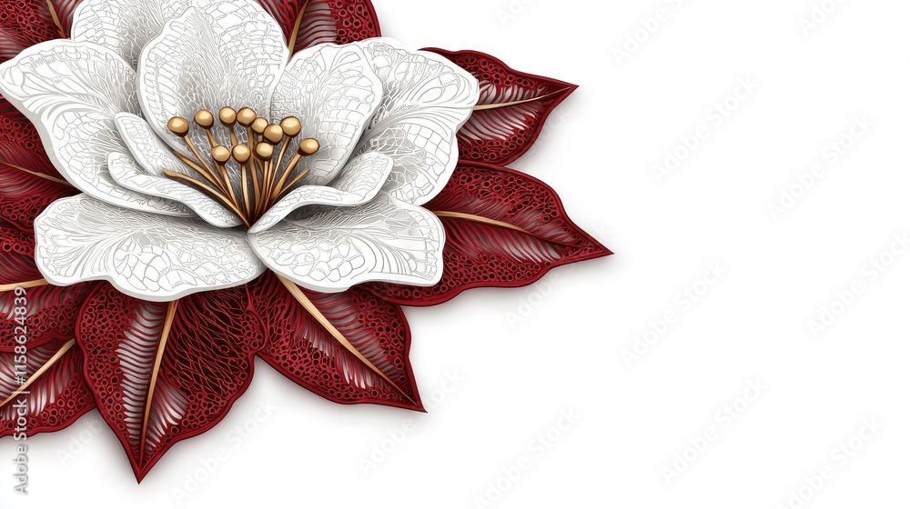 Fototapeta premium Delicate flower design botanical art digital creation minimalist style close-up view elegance and beauty