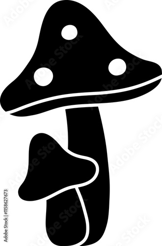 Black mushroom silhouette.
Isolated mushrooms icon vector.
Transparent background.