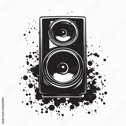 Subwoofer Speaker Audio Equipment Silhouette Vector isolated on white background.
