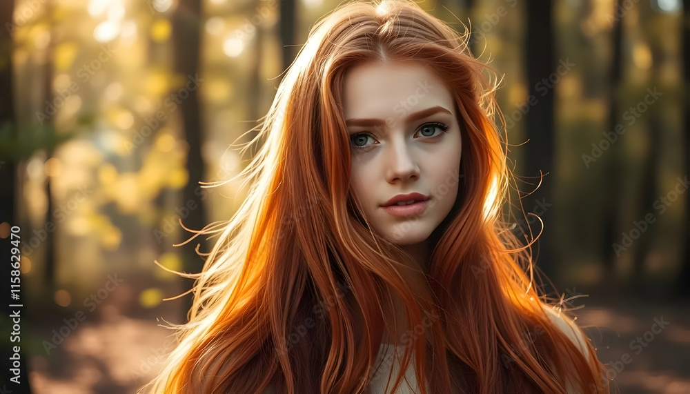 Golden Hour Beauty: Redhead in the Forest Golden Hour Beauty: Redhead in the Forest