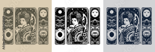 vintage geisha playing card tattoo design