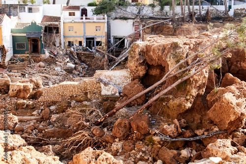 Houses destroyed after the passage of the Valencia DANA in 2024 in Chiva, Poyo ravine