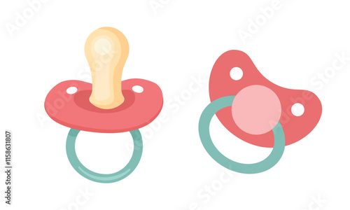 Pacifier or dummy clipart. Baby nipple pacifier vector illustration in cartoon style. Baby element flat vector isolated on white background. Baby symbol. 