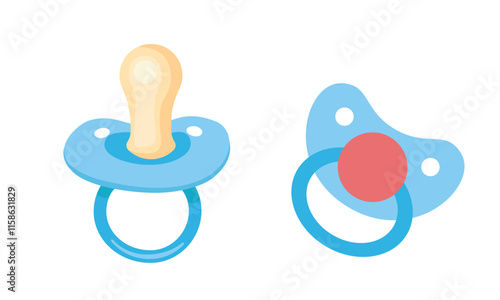 Pacifier or dummy clipart. Baby nipple pacifier vector illustration in cartoon style. Baby element flat vector isolated on white background. Baby symbol. 