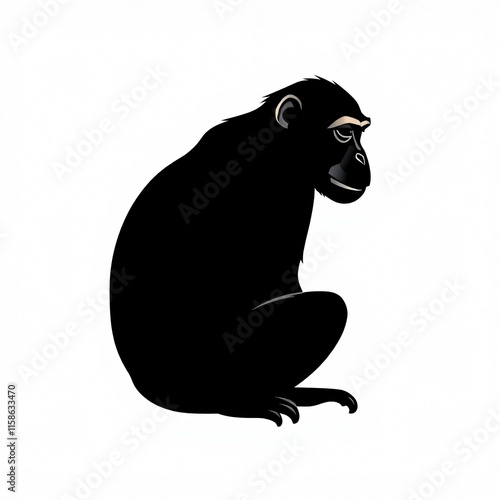 Silhouette of a Chimpanzee Sitting photo