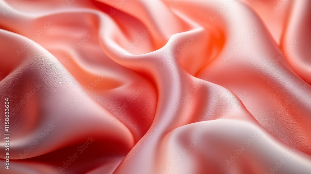 Obraz premium A close-up view of soft, flowing coral silk fabric, showcasing its smooth texture and gentle draping.