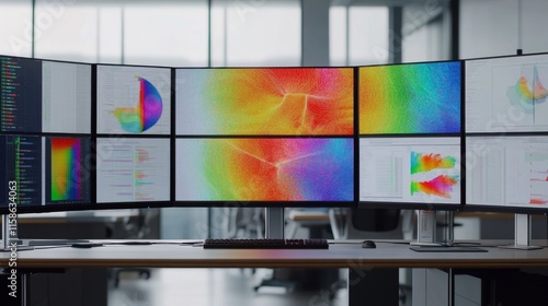 Supercomputer processing vast amounts of data, symbolizing advanced technology and innovation in data analytics and computational power.