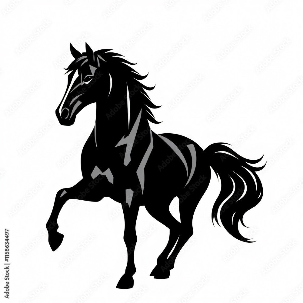 Majestic Black Stallion: A Powerful Silhouette Majestic Black Stallion: A Powerful Silhouette