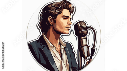 A man sings using a microphone