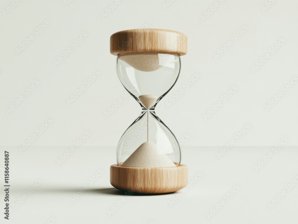 Naklejka premium A cinematic 8K image of an hourglass isolated on a white background, showcasing a natural aesthetic with a minimalist style.