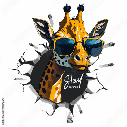 cute giraffe with cool slogan, vector illustration