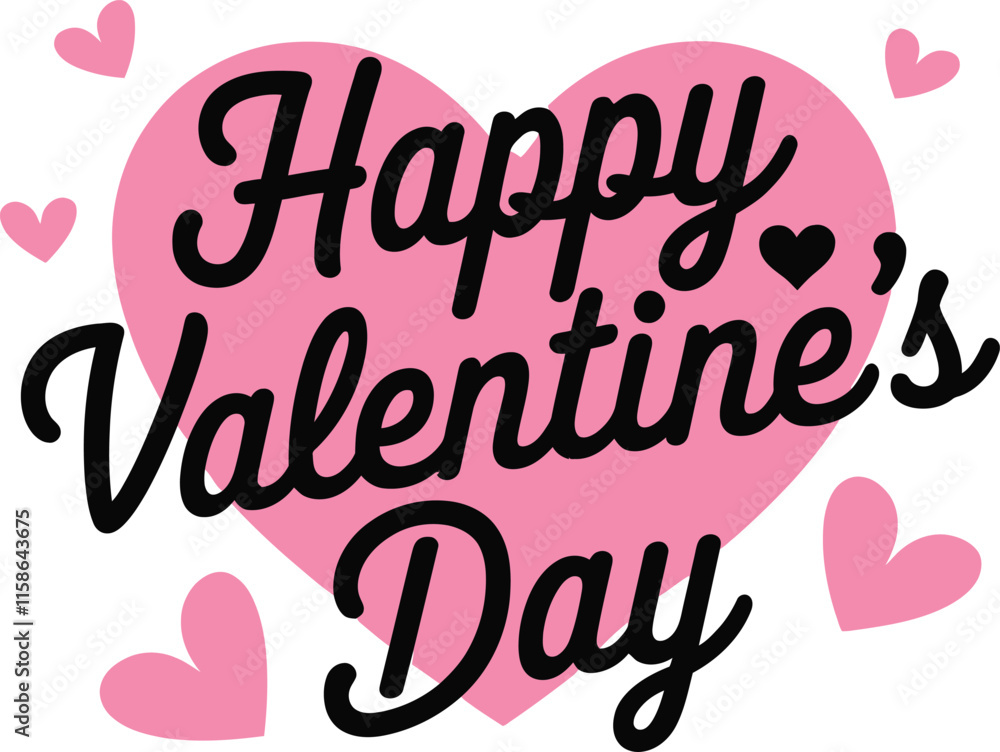 Happy Valentine's Day Typography Silhouette Vector Art Happy Valentine's Day Typography Silhouette Vector Art