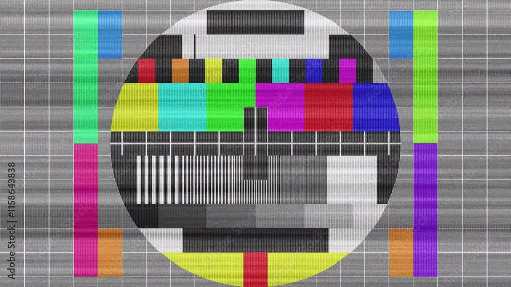 Retro Television Test Pattern with Vibrant Color Bars