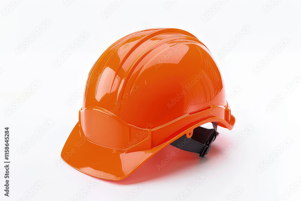 An orange safety helmet designed for protection in construction and industrial environments. isolated on white background An orange safety helmet designed for protection in construction and industrial environments. isolated on white background