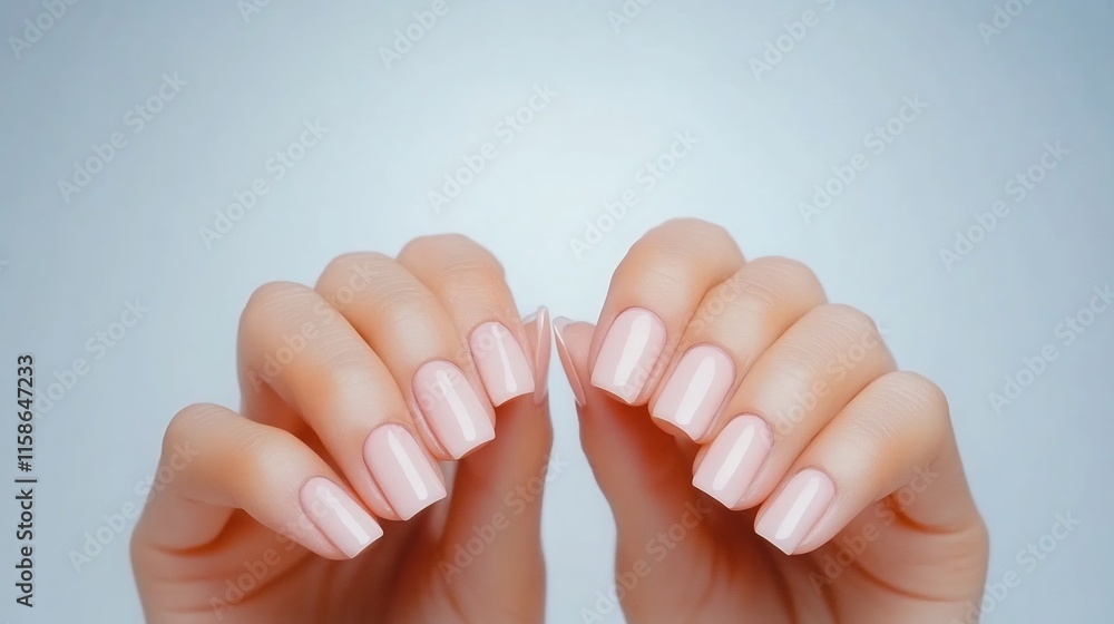 Close-up Photo: Softly Polished Nails, Gently Displayed Against a Subtle Background. AI Generated Close-up Photo: Softly Polished Nails, Gently Displayed Against a Subtle Background. AI Generated