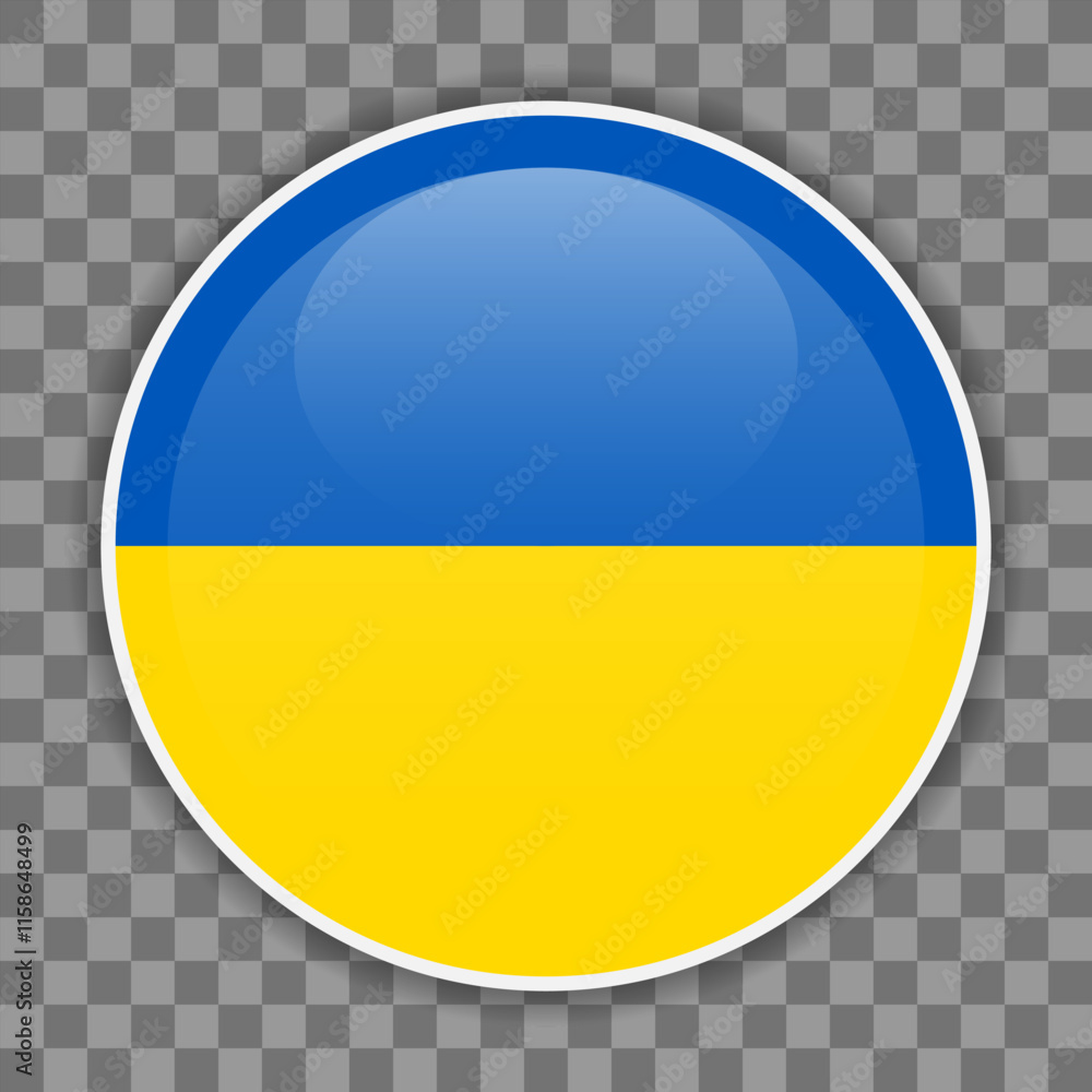 Ukrainian flag icon on checkered background. Round vector icon for mobile apps, UI or web design Ukrainian flag icon on checkered background. Round vector icon for mobile apps, UI or web design