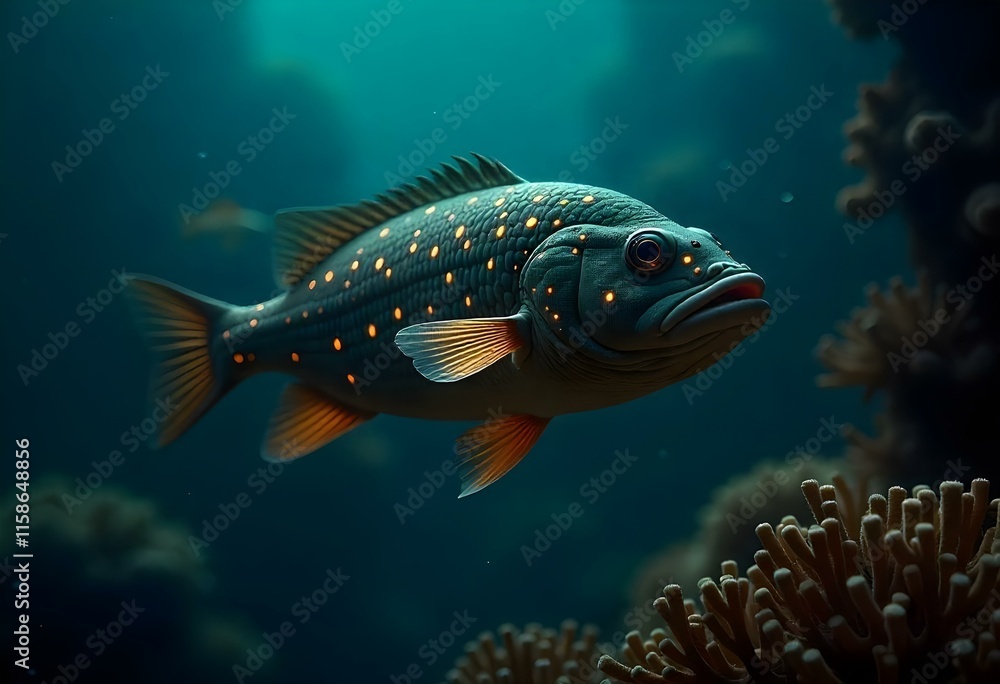 Naklejka premium Coral trout fish swimming in the ocean near coral reef