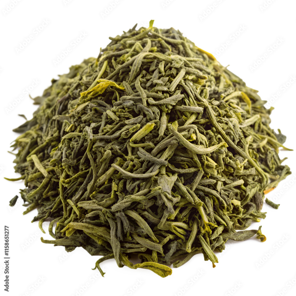 Heap of green tea isolated on transparent background Heap of green tea isolated on transparent background