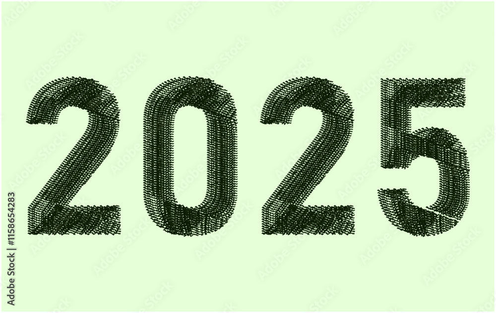 2025 Happy New Year Scribble Green Design Elegant Abstract Vector Illustration 2025 Happy New Year Scribble Green Design Elegant Abstract Vector Illustration