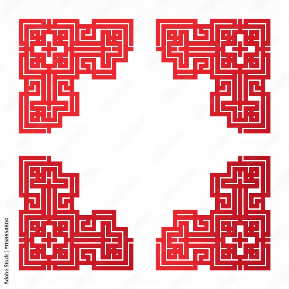 Red Asian red knot frames and borders. Korean, chinese and japanese Red Asian red knot frames and borders. Korean, chinese and japanese