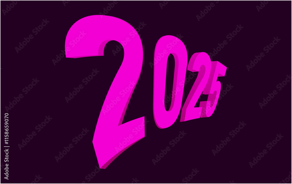 2025 Happy New Year Purple 3D Realistic Decoration Design Elegant Abstract Vector Illustration 2025 Happy New Year Purple 3D Realistic Decoration Design Elegant Abstract Vector Illustration