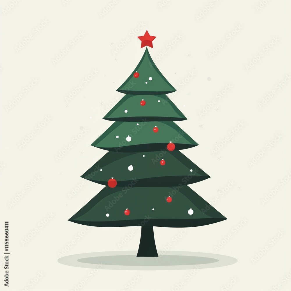 Celebrate the Holidays with a Festive Christmas Tree Decorated with Ornaments and a Star Topper, Perfect for Seasonal Greetings and Home Decor. Celebrate the Holidays with a Festive Christmas Tree Decorated with Ornaments and a Star Topper, Perfect for Seasonal Greetings and Home Decor.