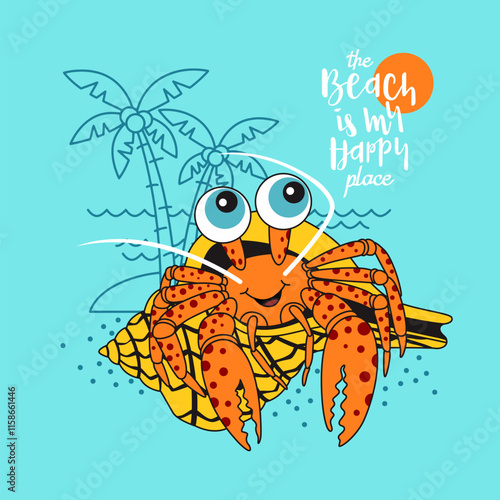 holiday with sea crab cartoon , vector illustration. photo