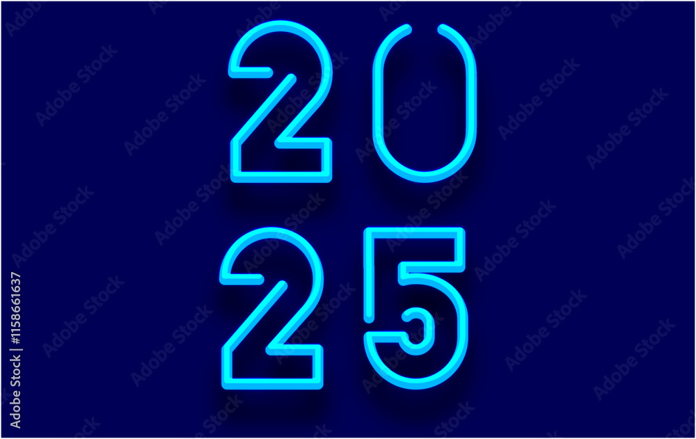 Happy New Year 2025 Realistic Decoration Blue Design Elegant Abstract Vector Illustration Happy New Year 2025 Realistic Decoration Blue Design Elegant Abstract Vector Illustration