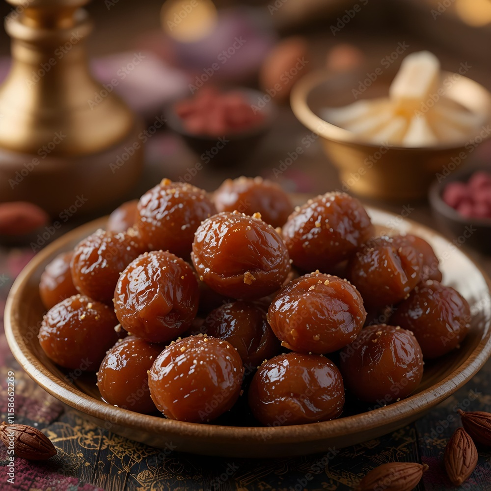 Dates fruit arranged in a decorative bowl Dates fruit arranged in a decorative bowl