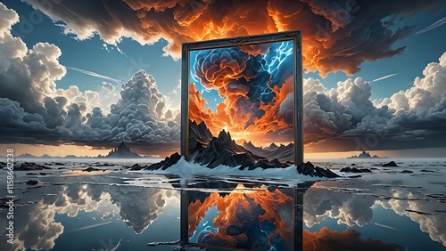 Ethereal Landscape: A Dreamlike Realm of Clouds and Reflection photo