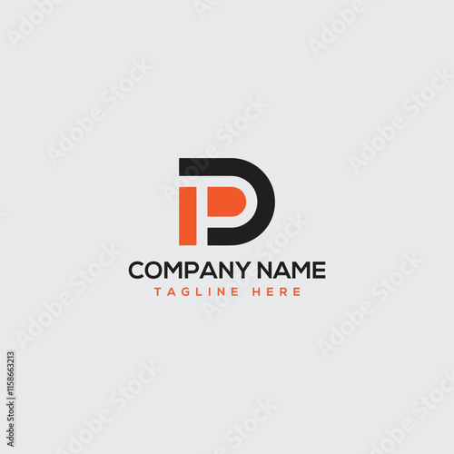 Minimalist Letter DP or PD Logo Design with vector template
