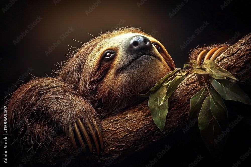 Obraz premium High in the treetops, a sloth takes in the sights of its habitat.