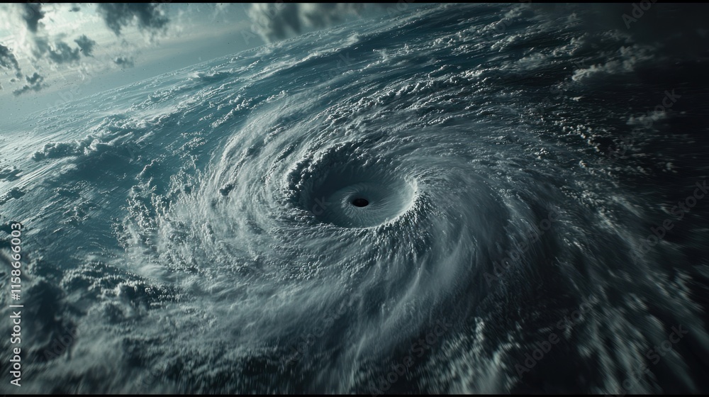 Aerial view of a powerful hurricane's eye. (3) Aerial view of a powerful hurricane's eye. (3)
