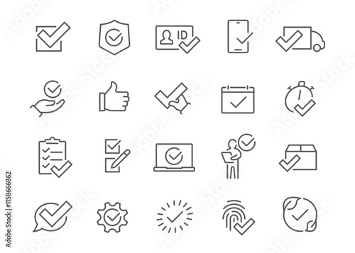 
Harmonious Icon Set. Approval Checkmark Agreement. Ready to Use!
