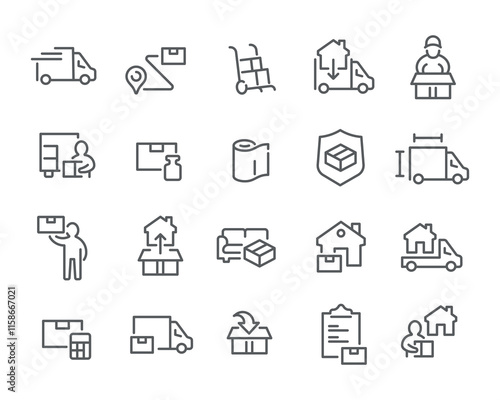 Harmonious Icon Set. Moving and Packing. Ready to Use!