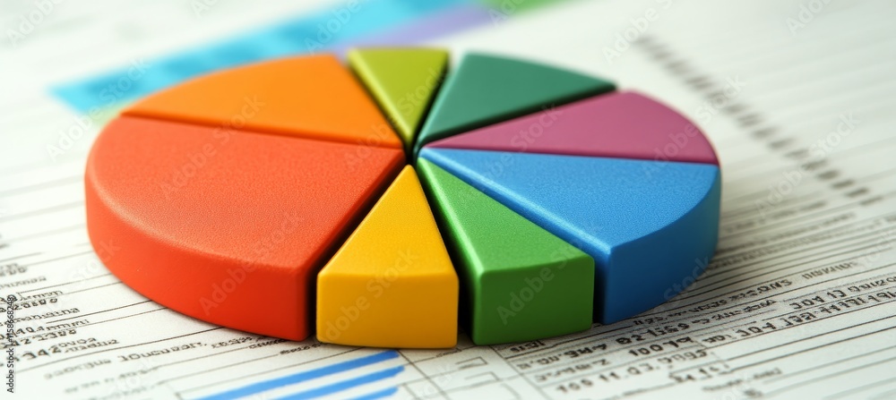 Obraz premium Vibrant 3D Pie Chart Illustrating Financial Performance, Market Segmentation, and Business Analytics