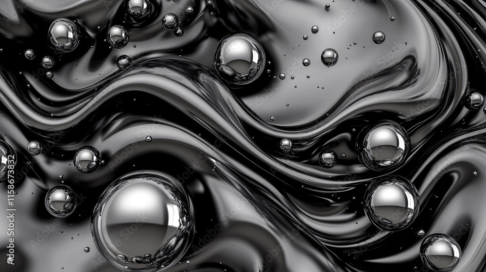 Abstract Dots and Shapes in Fluid Black Background Abstract Dots and Shapes in Fluid Black Background