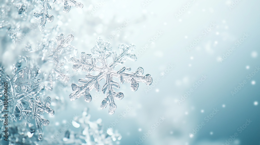 Delicate snowflakes gently scattered across a light blue-to-white gradient background, evoking an airy and fresh feel, with a wide blank area at the top for branding, messaging. Delicate snowflakes gently scattered across a light blue-to-white gradient background, evoking an airy and fresh feel, with a wide blank area at the top for branding, messaging.