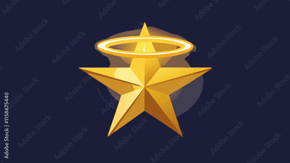 Obraz premium A single shiny gold star with a 3D metallic texture.