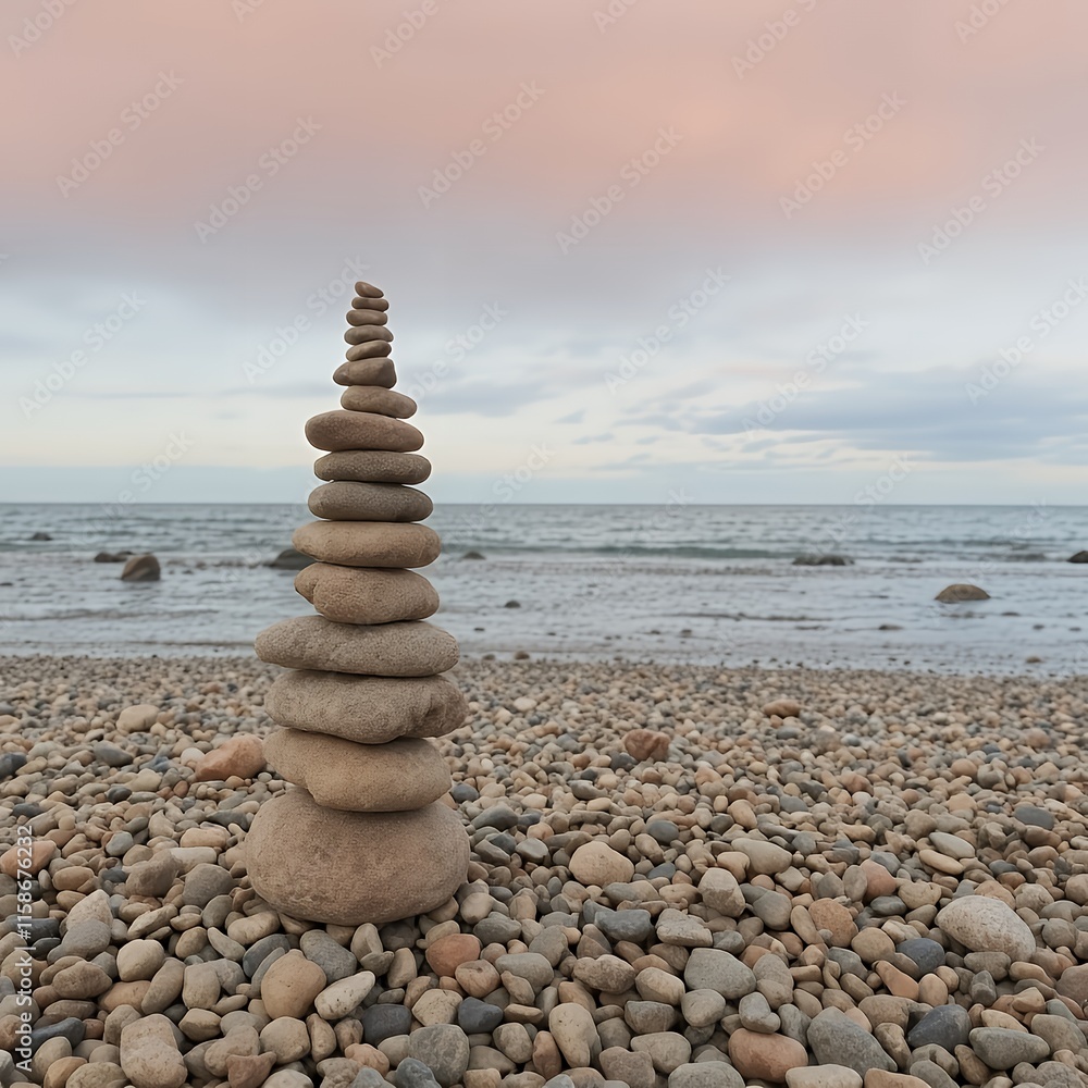 Fototapeta premium stack of stones on beach