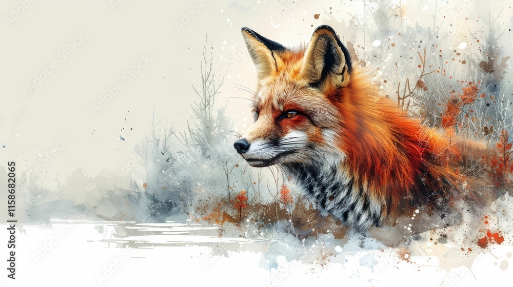 Naklejka premium A fox is laying in the grass with its head tilted to the side