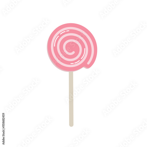 Strawberry flavor lollypop. Sweet candy. Swirl lollipop. Strip lolypop. Circle lollypop. Ball candy.
