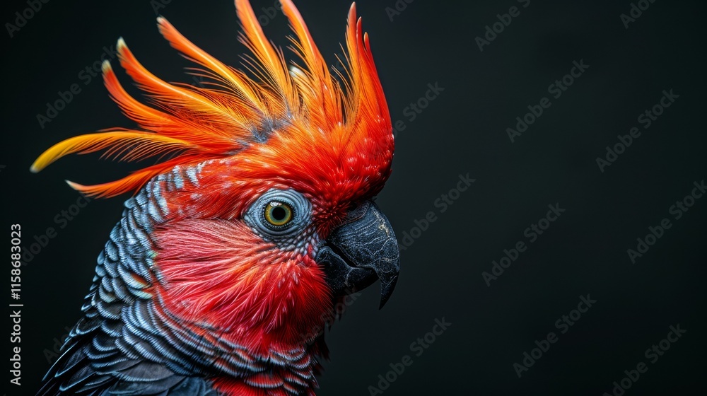 Fototapeta premium A parrot with a red head and black body