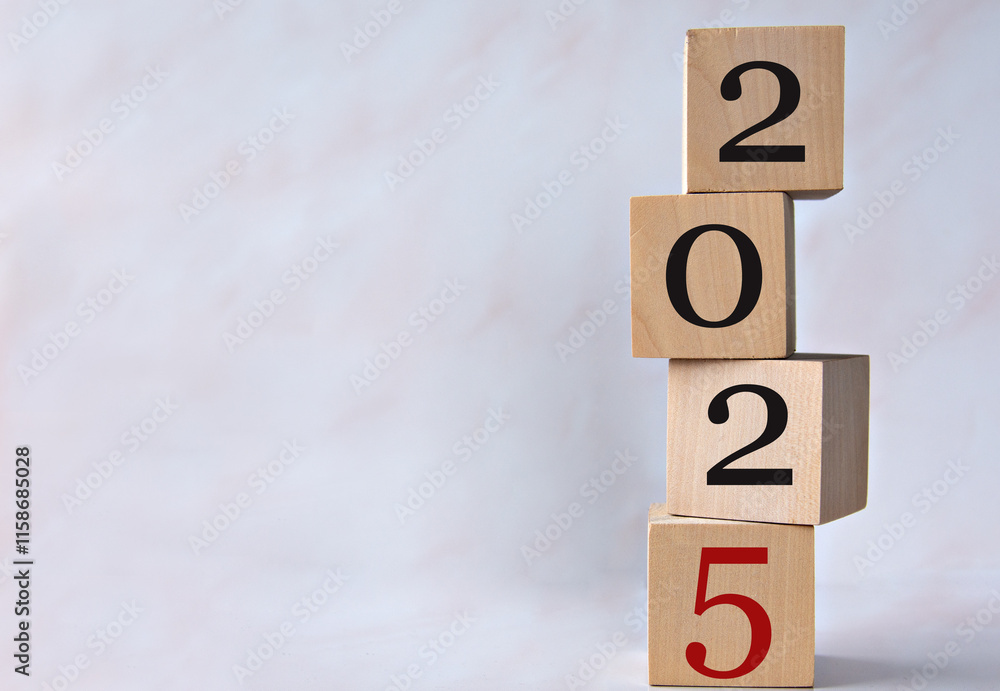 2025 - numbers on wooden cubes on a white background 2025 - numbers on wooden cubes on a white background