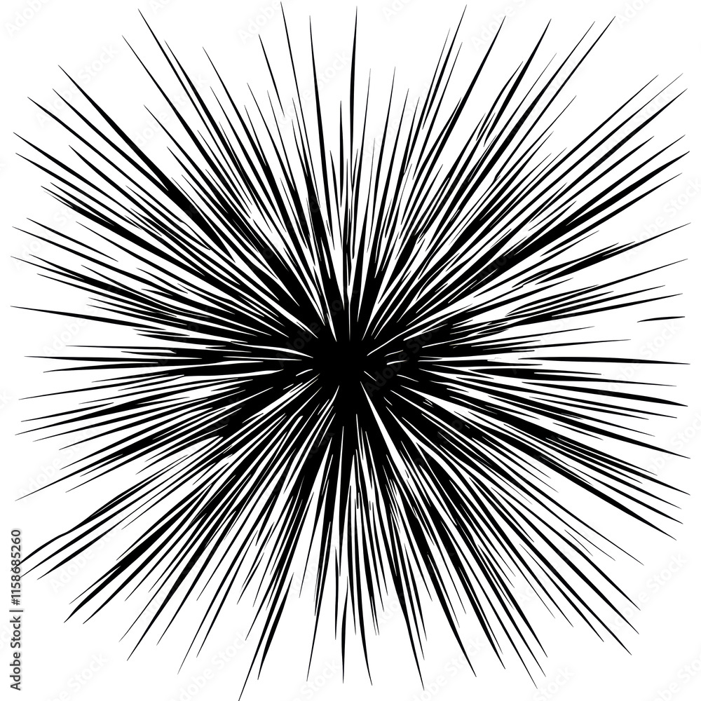 Obraz premium Abstract black and white burst pattern.