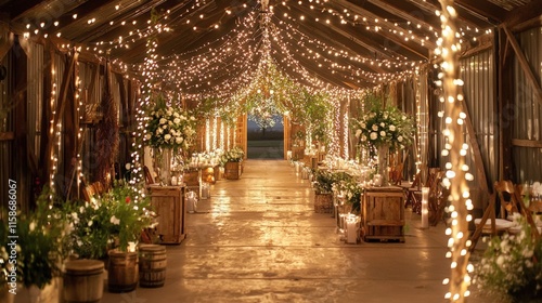 Wallpaper Mural Romantic Wedding Venue Decorated with Lights and Floral Arrangements Torontodigital.ca