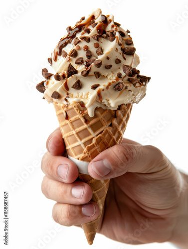 Obraz na płótnie Chocolate Swirl Ice Cream Cone w salonie