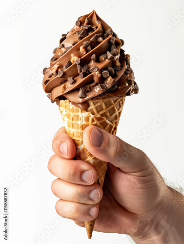 Obraz na płótnie Chocolate Swirl Ice Cream Cone w salonie